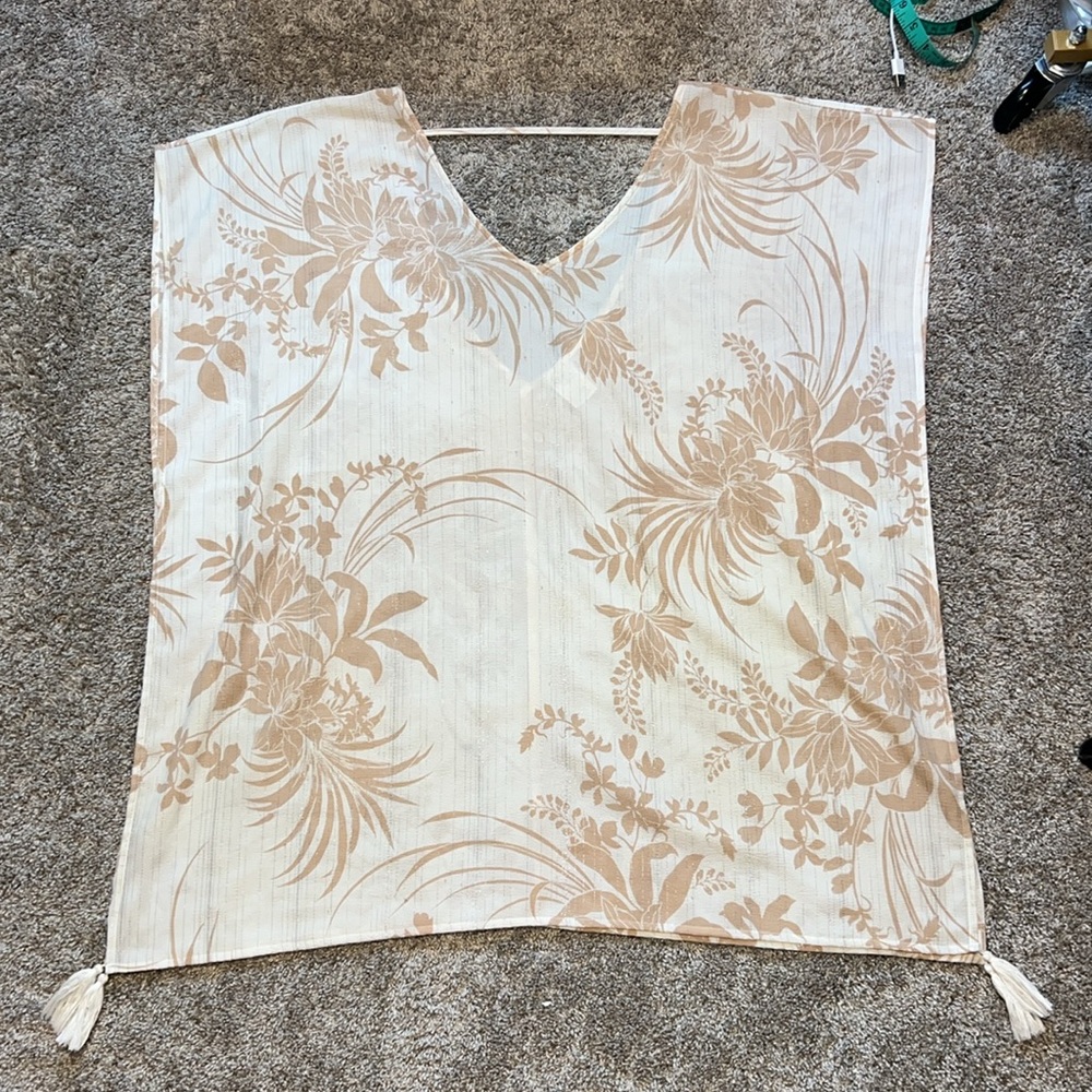 Kona Sol SwimSuit Floral Sparkle Tassel Oversized Cover Up Size Medium